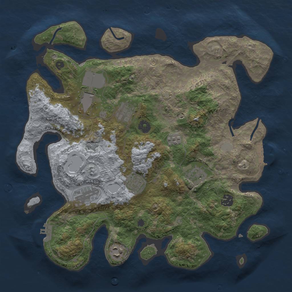 Rust Map: Procedural Map, Size: 3500, Seed: 60681725, 14 Monuments