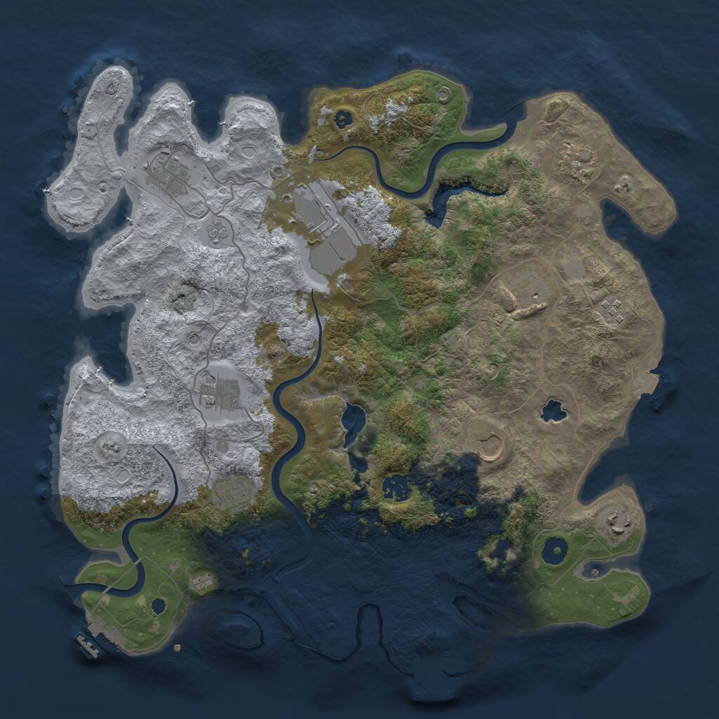 Rust Map: Procedural Map, Size: 4000, Seed: 84234284, 16 Monuments