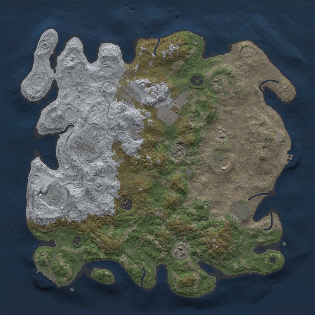 Rust Map: Procedural Map, Size: 4000, Seed: 84234284, 18 Monuments