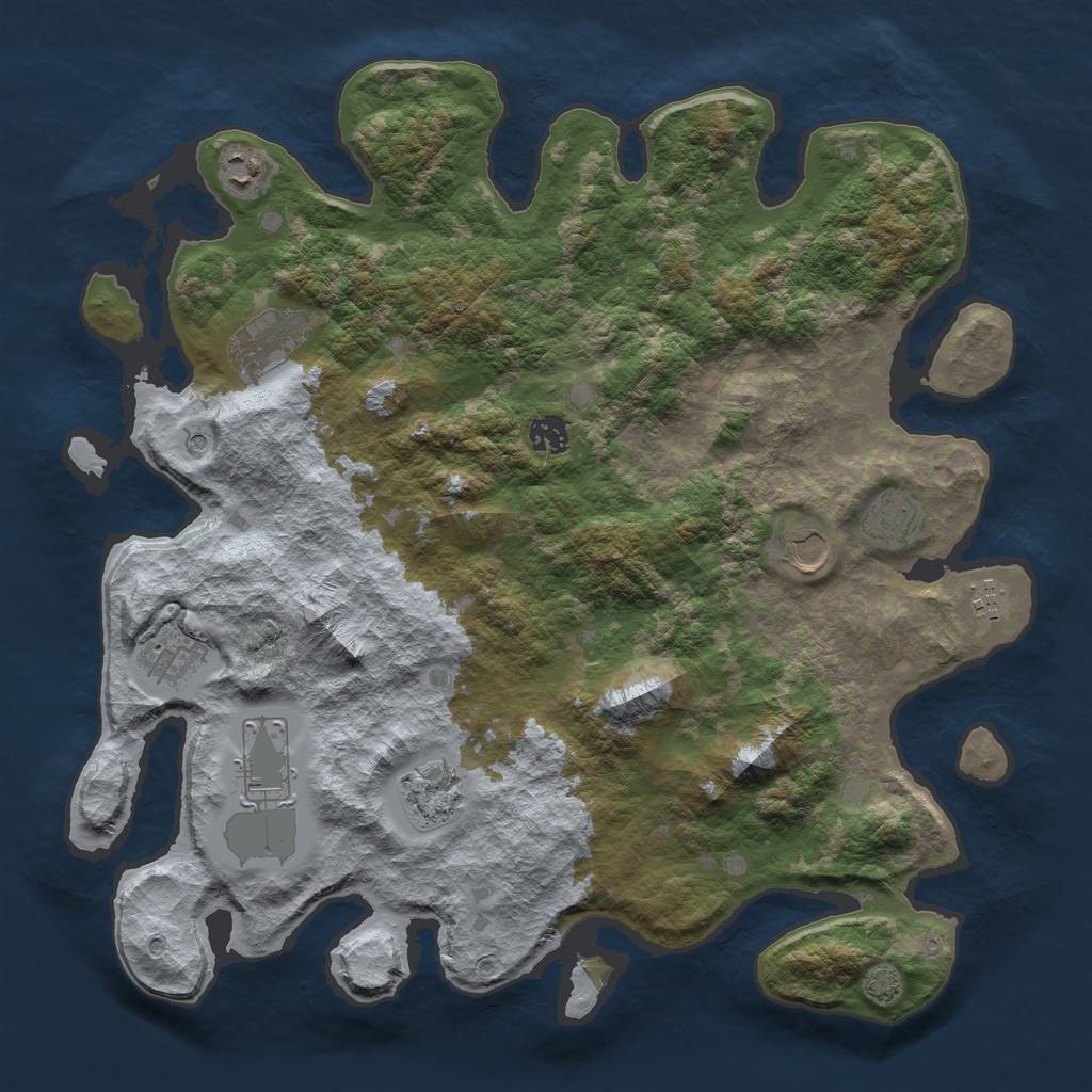 Rust Map: Barren, Size: 4100, Seed: 89833743, 13 Monuments