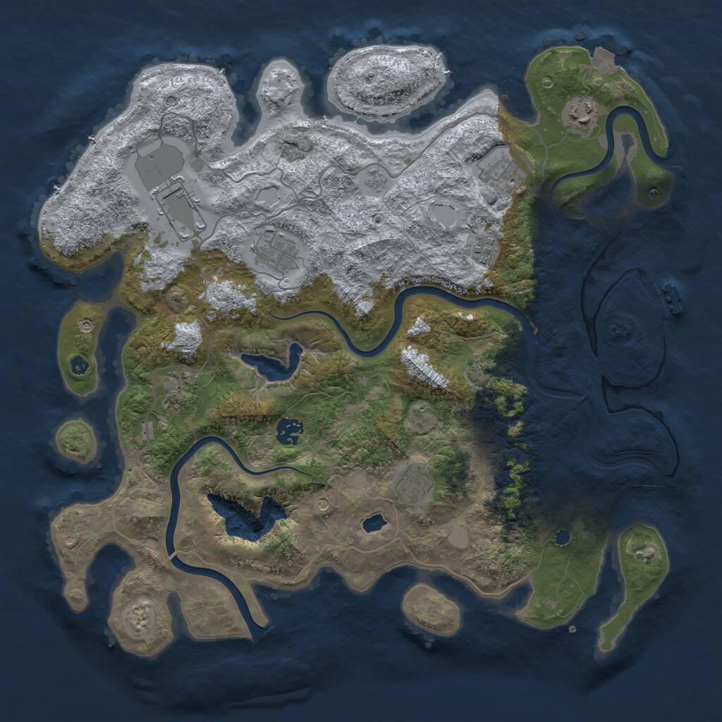 Rust Map: Procedural Map, Size: 4000, Seed: 76746843, 13 Monuments