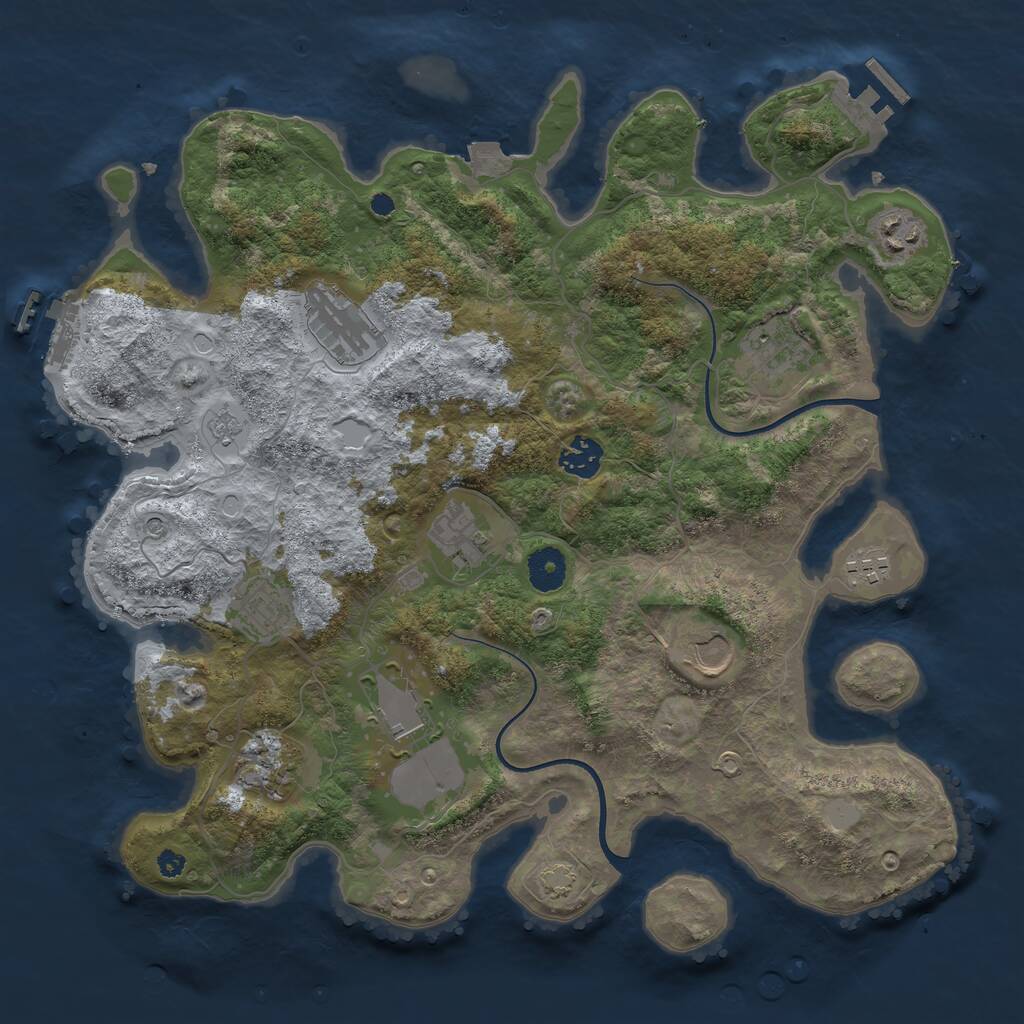 Rust Map: Procedural Map, Size: 3700, Seed: 66945676, 16 Monuments