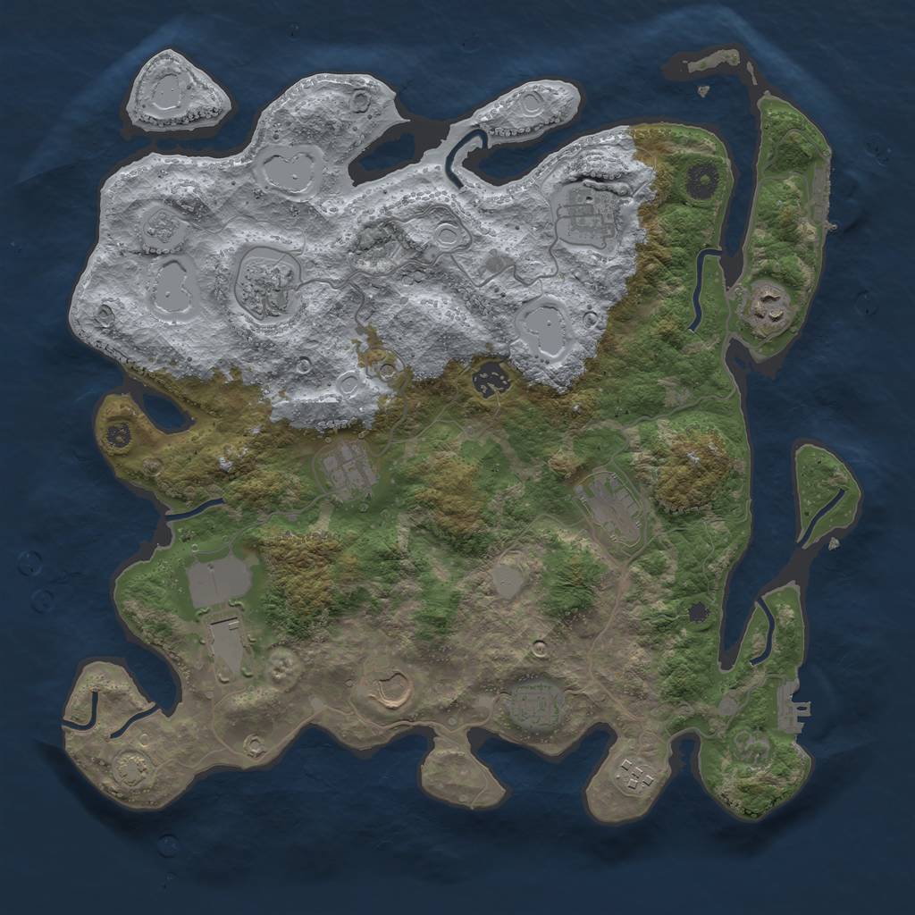Rust Map: Procedural Map, Size: 3850, Seed: 79736161, 18 Monuments