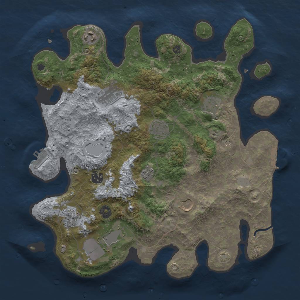 Rust Map: Procedural Map, Size: 3600, Seed: 16312983, 17 Monuments