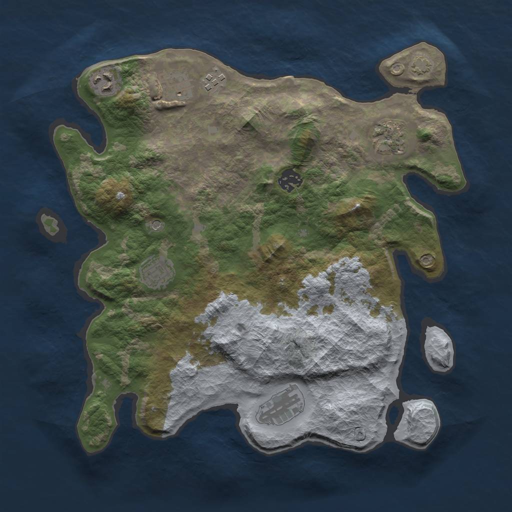 Rust Map: Barren, Size: 3400, Seed: 35017384, 11 Monuments