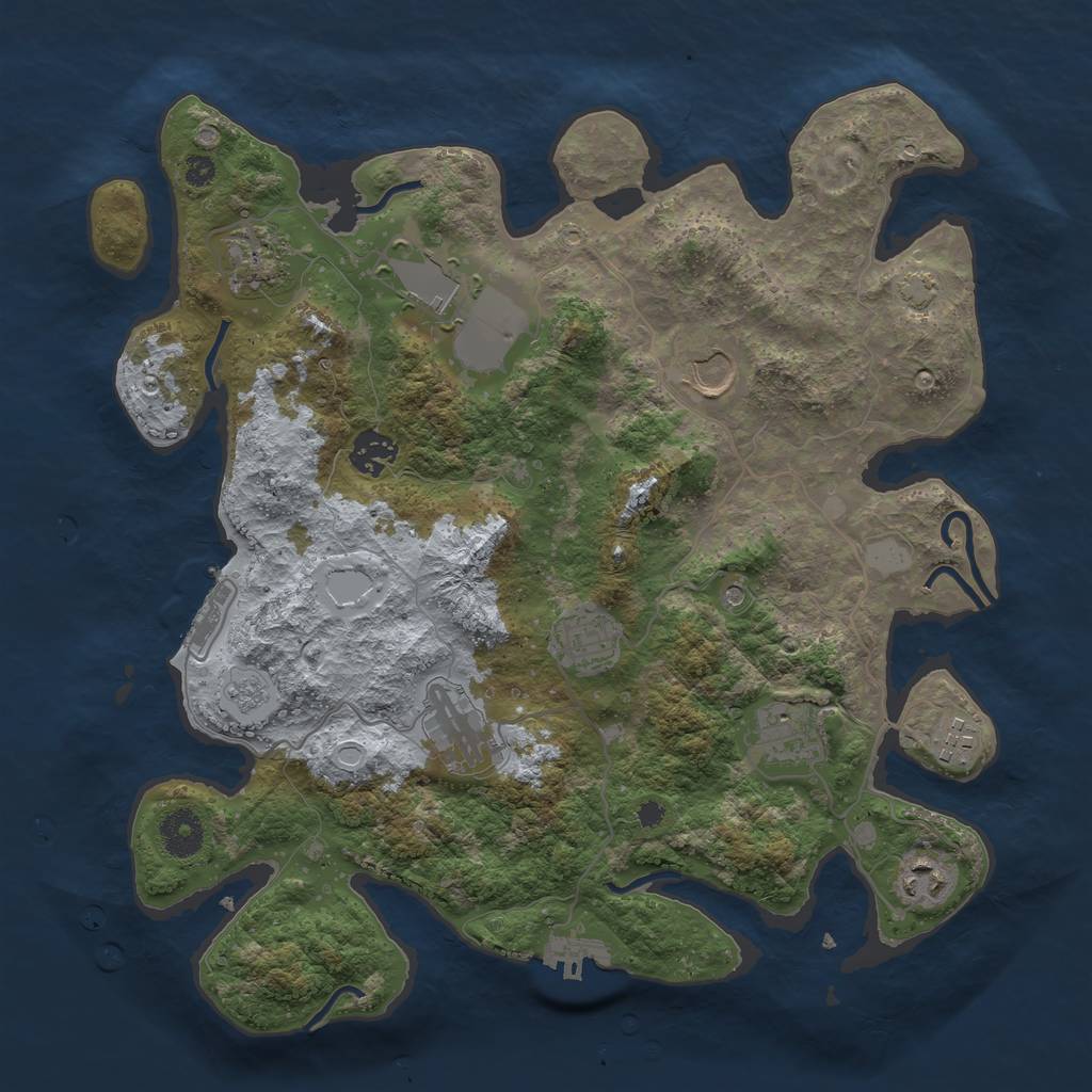 Rust Map: Procedural Map, Size: 3600, Seed: 54243789, 17 Monuments