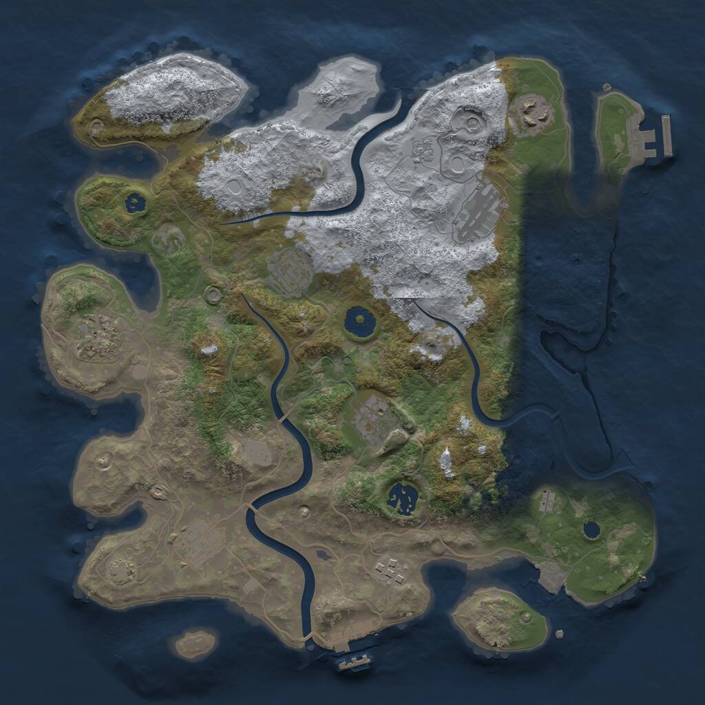 Rust Map: Procedural Map, Size: 3450, Seed: 89944024, 14 Monuments