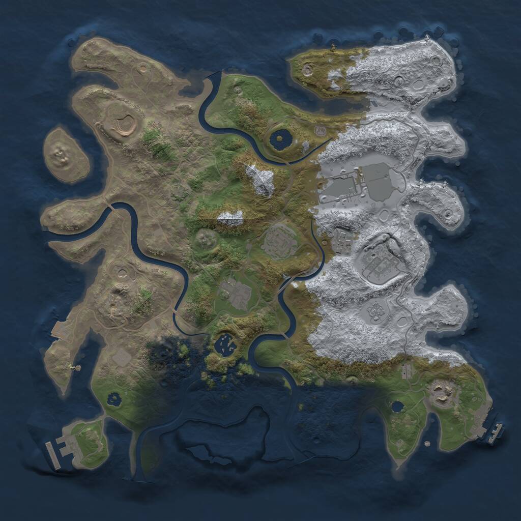 Rust Map: Procedural Map, Size: 3650, Seed: 3642319, 14 Monuments