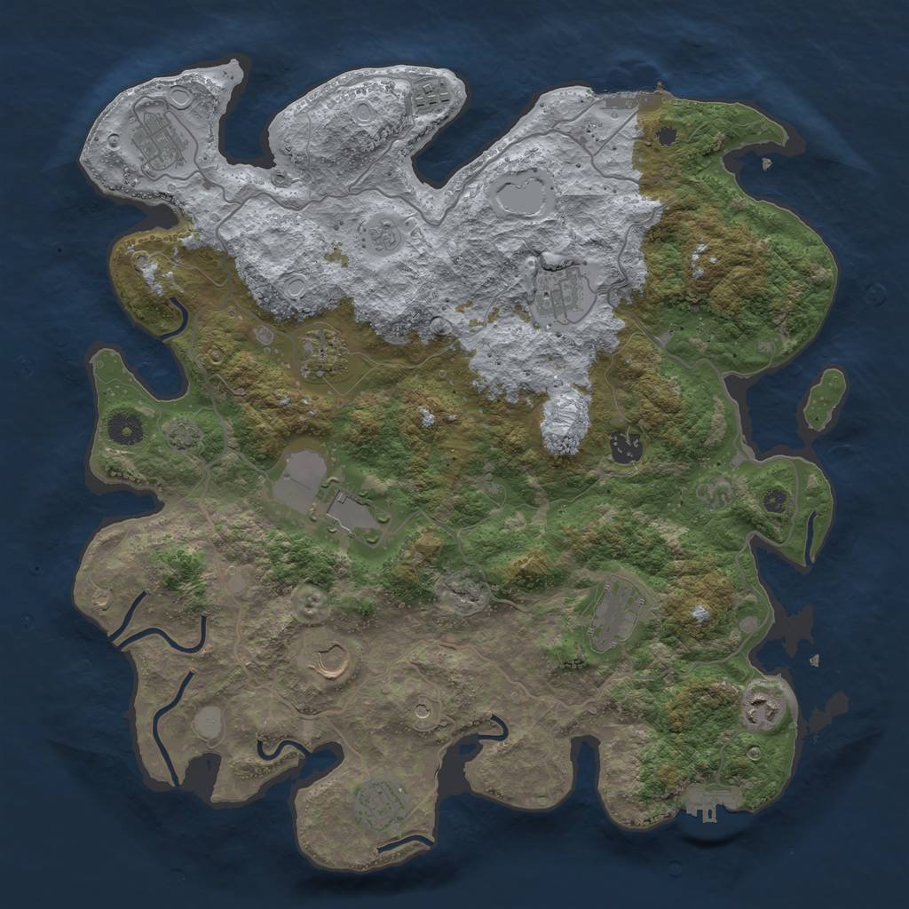 Rust Map: Procedural Map, Size: 4000, Seed: 65888890, 18 Monuments