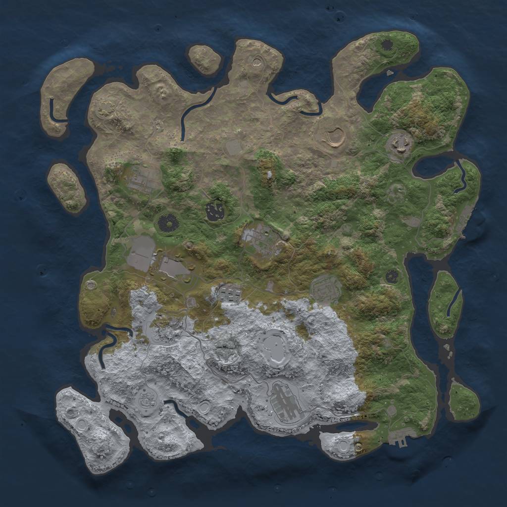Rust Map: Procedural Map, Size: 3900, Seed: 58772502, 18 Monuments