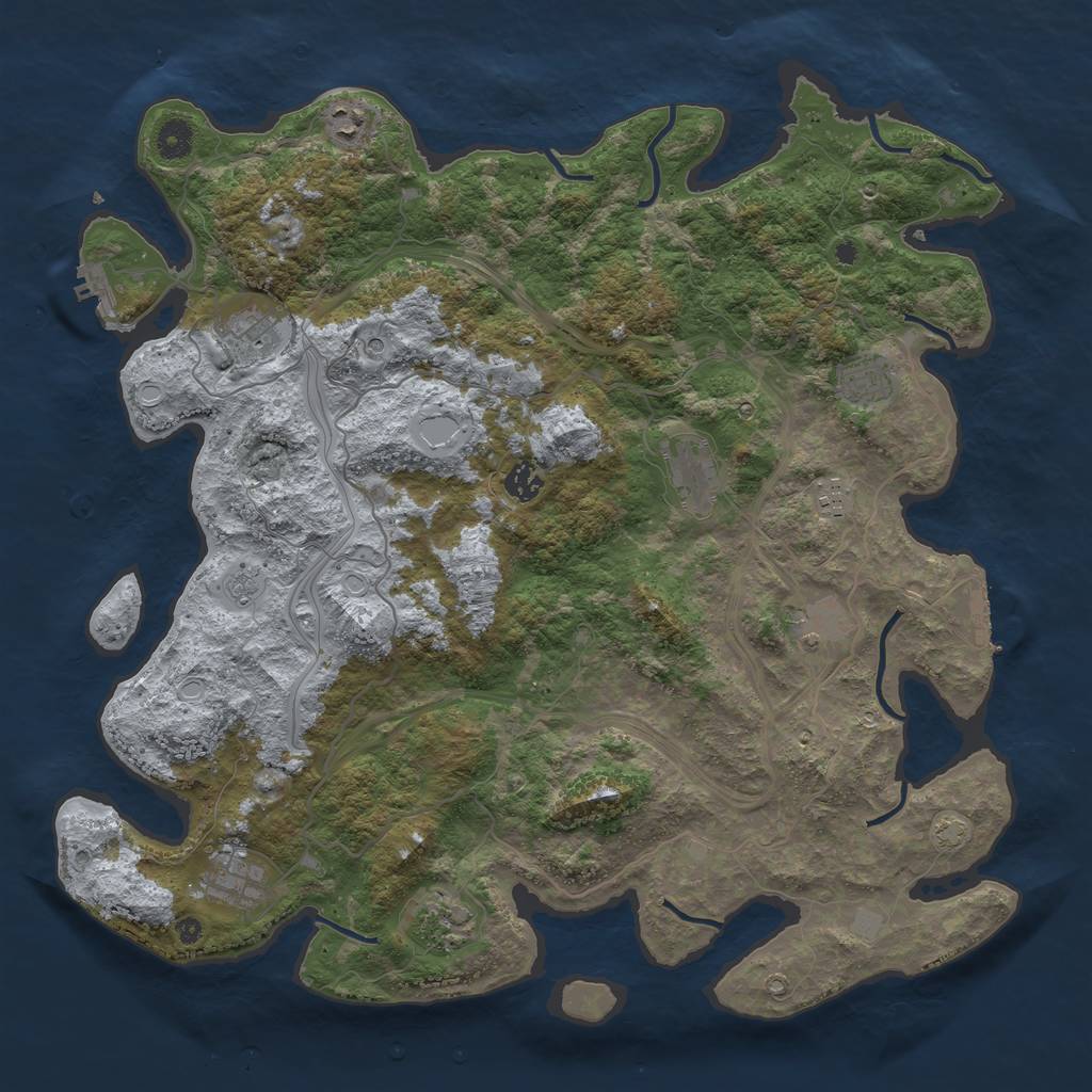 Rust Map: Procedural Map, Size: 4300, Seed: 25237855, 17 Monuments