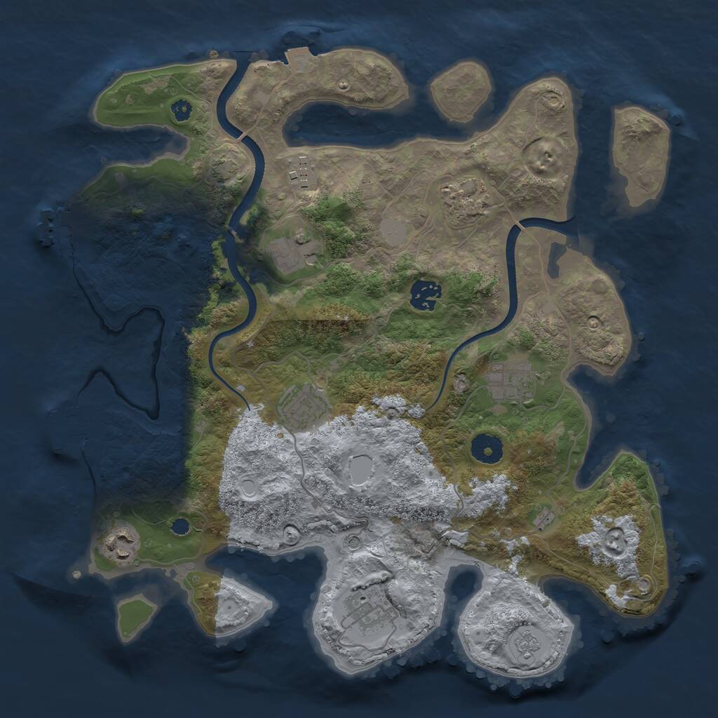 Rust Map: Procedural Map, Size: 3450, Seed: 30480122, 14 Monuments