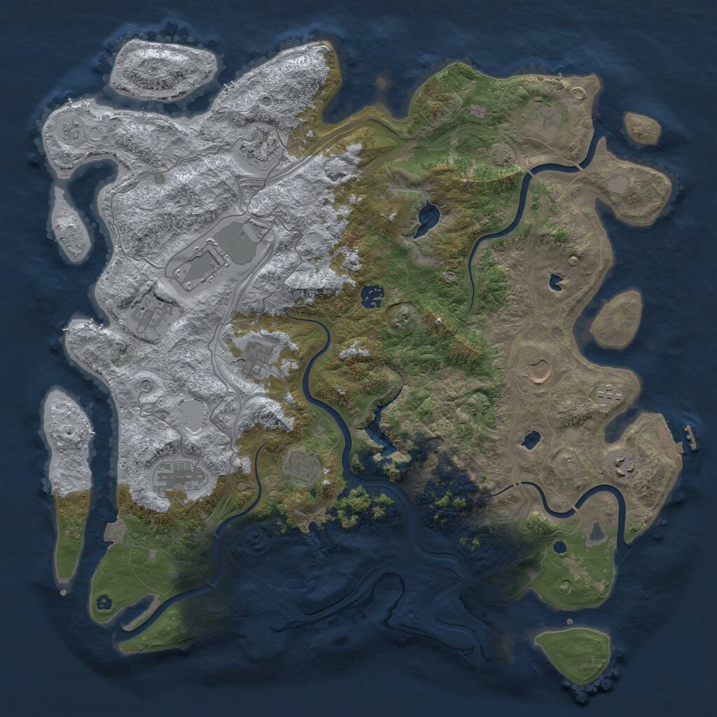 Rust Map: Procedural Map, Size: 4500, Seed: 444555666, 17 Monuments