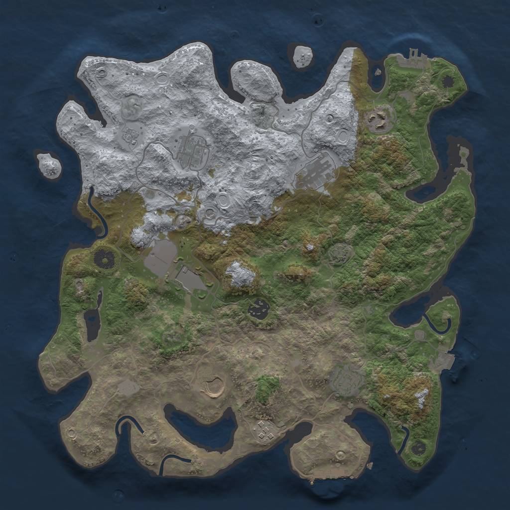 Rust Map: Procedural Map, Size: 3700, Seed: 19761601, 16 Monuments