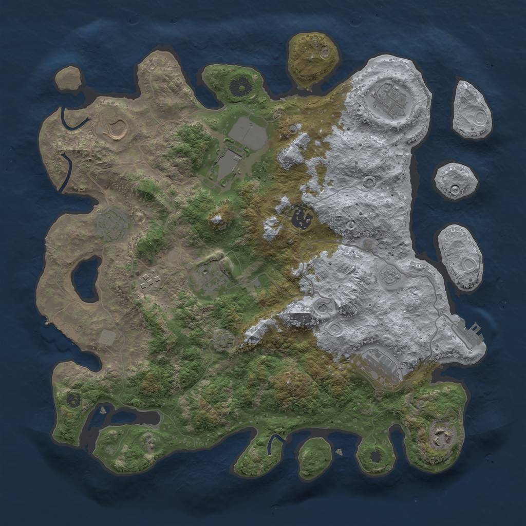 Rust Map: Procedural Map, Size: 3800, Seed: 91513696, 17 Monuments