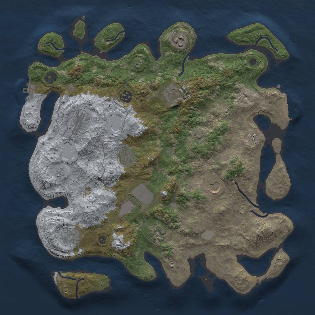 Rust Map: Procedural Map, Size: 3900, Seed: 80373526, 18 Monuments