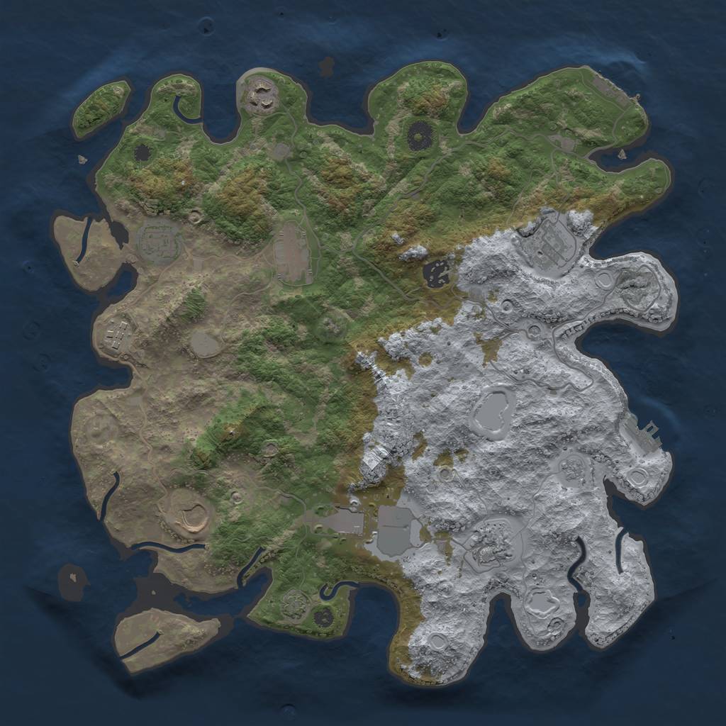 Rust Map: Procedural Map, Size: 3850, Seed: 56463394, 17 Monuments