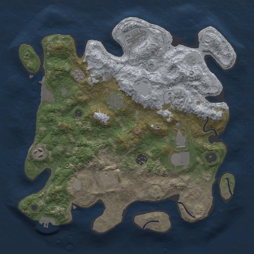 Rust Map: Procedural Map, Size: 3500, Seed: 37993757, 16 Monuments