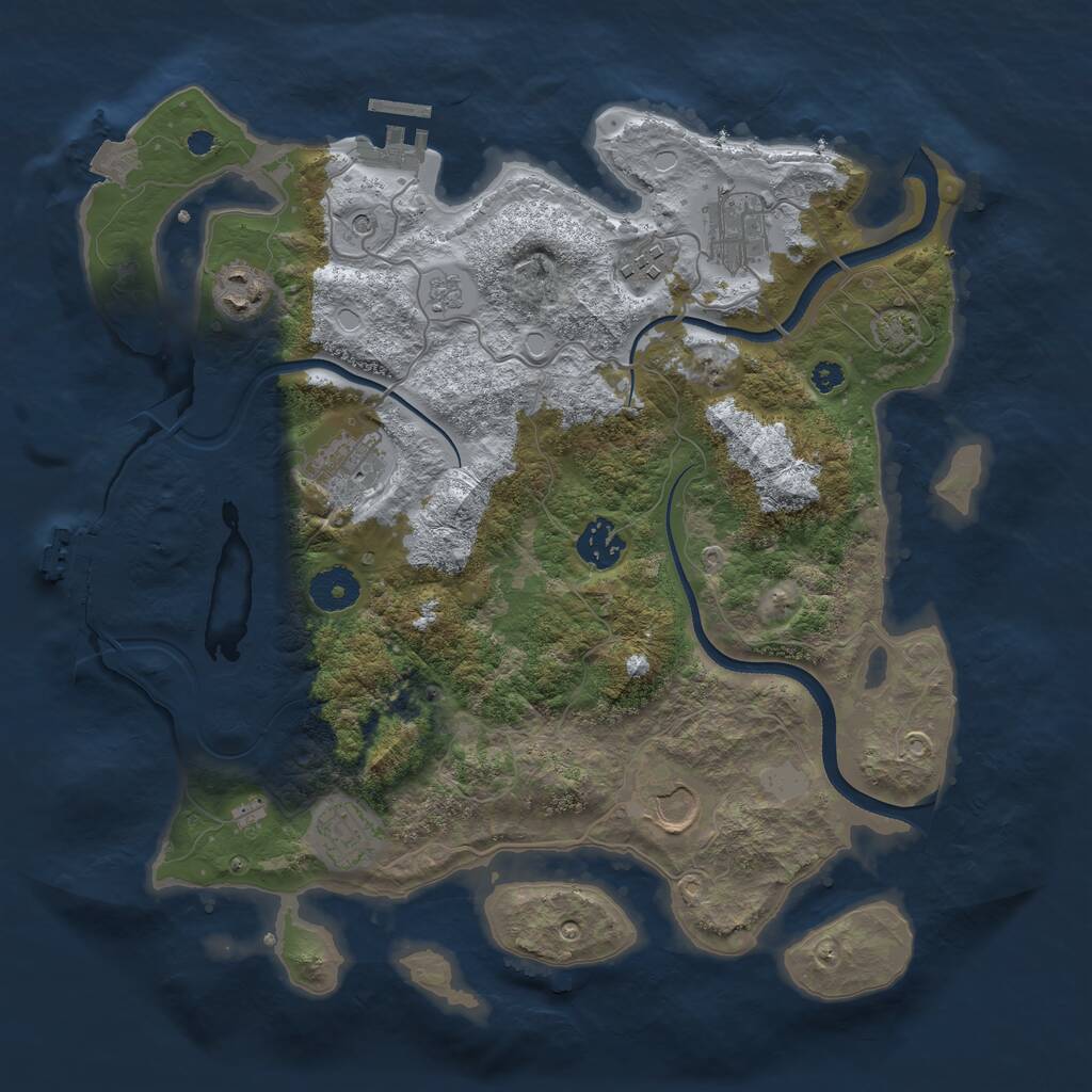 Rust Map: Procedural Map, Size: 3500, Seed: 25745097, 13 Monuments