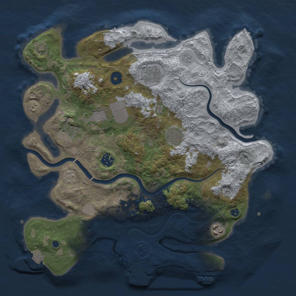 Rust Map: Procedural Map, Size: 3550, Seed: 55398346, 14 Monuments
