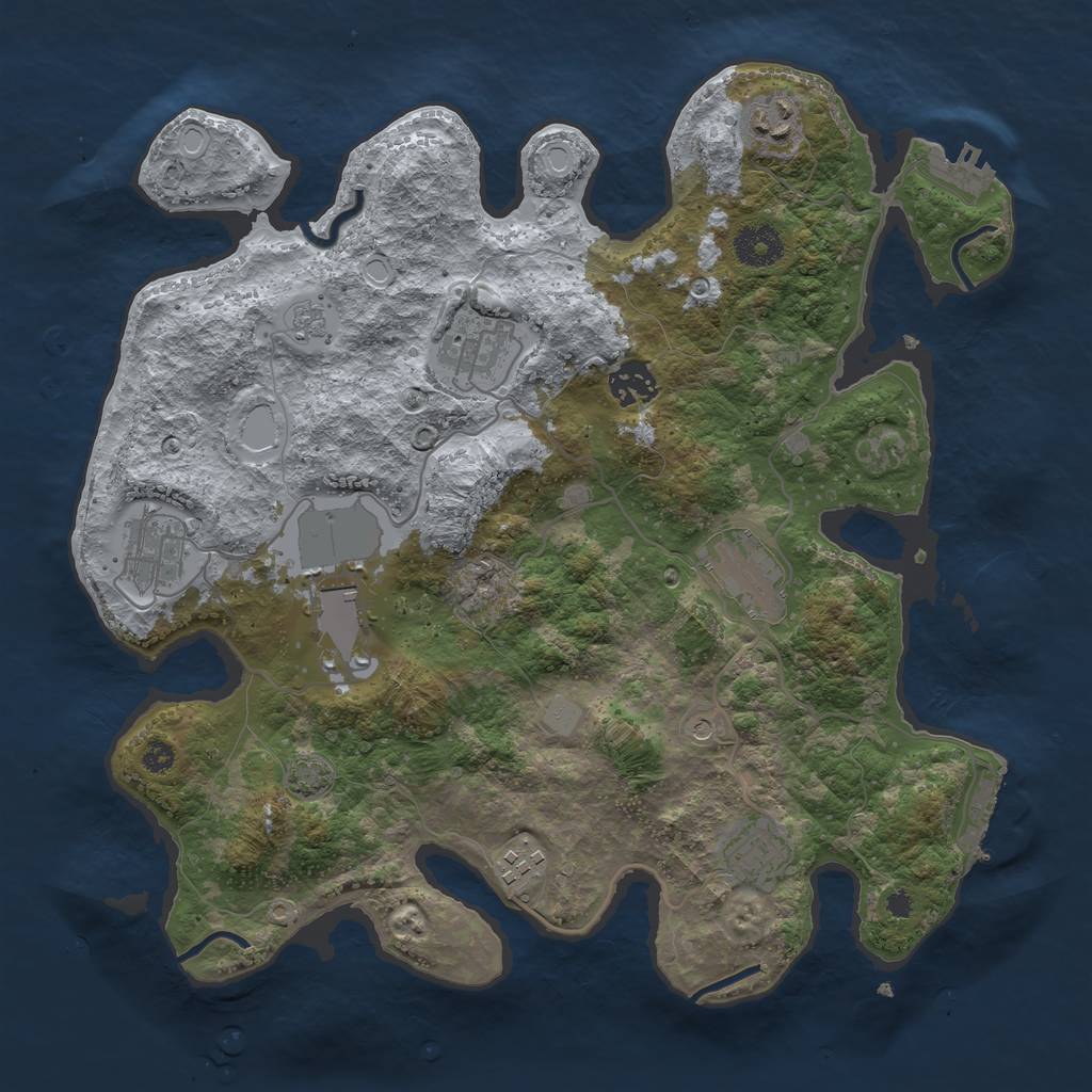 Rust Map: Procedural Map, Size: 3500, Seed: 673841363, 16 Monuments