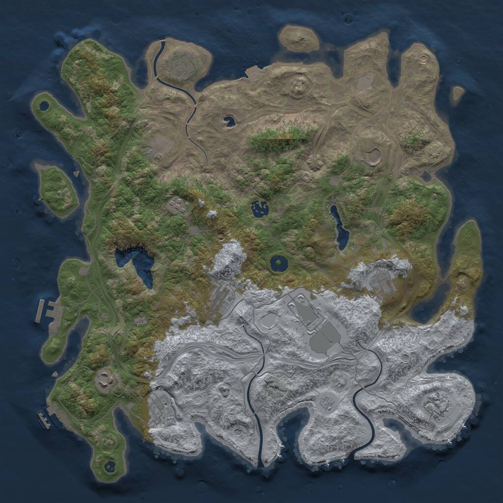 Rust Map: Procedural Map, Size: 4300, Seed: 93763889, 17 Monuments