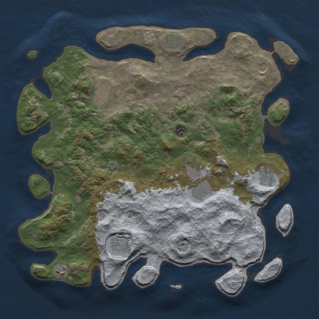 Rust Map: Barren, Size: 4250, Seed: 83204099, 14 Monuments