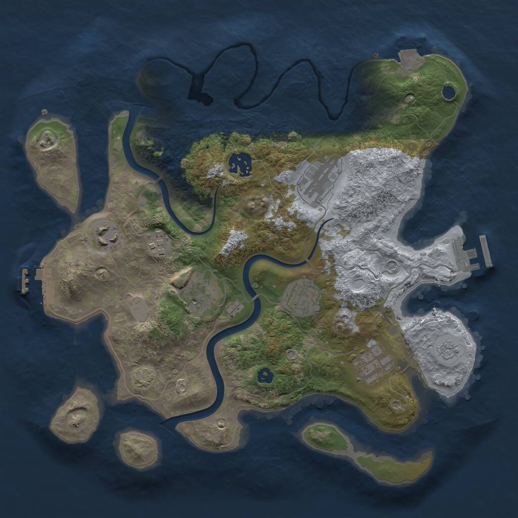 Rust Map: Procedural Map, Size: 3200, Seed: 119734772, 13 Monuments