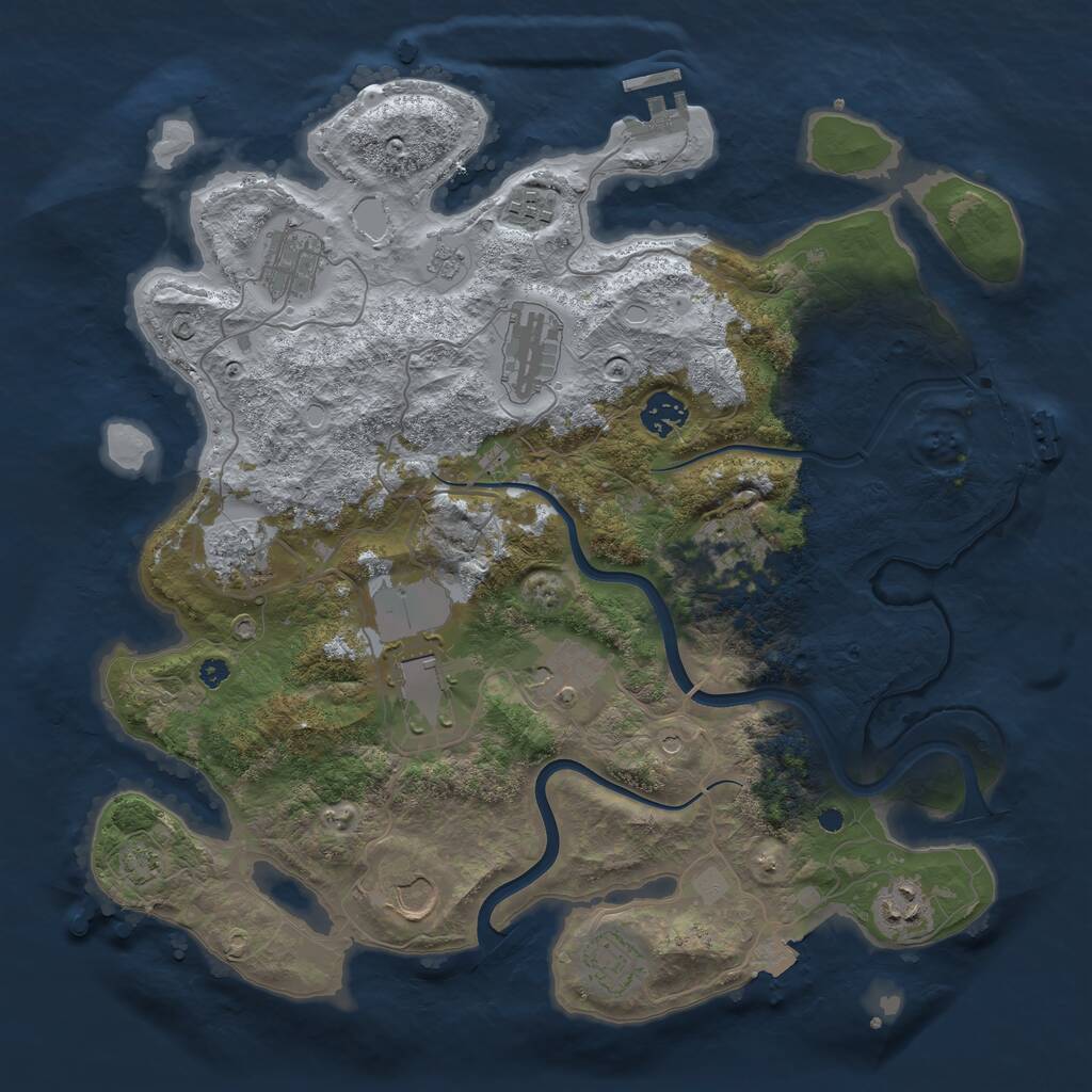 Rust Map: Procedural Map, Size: 3750, Seed: 32463488, 17 Monuments