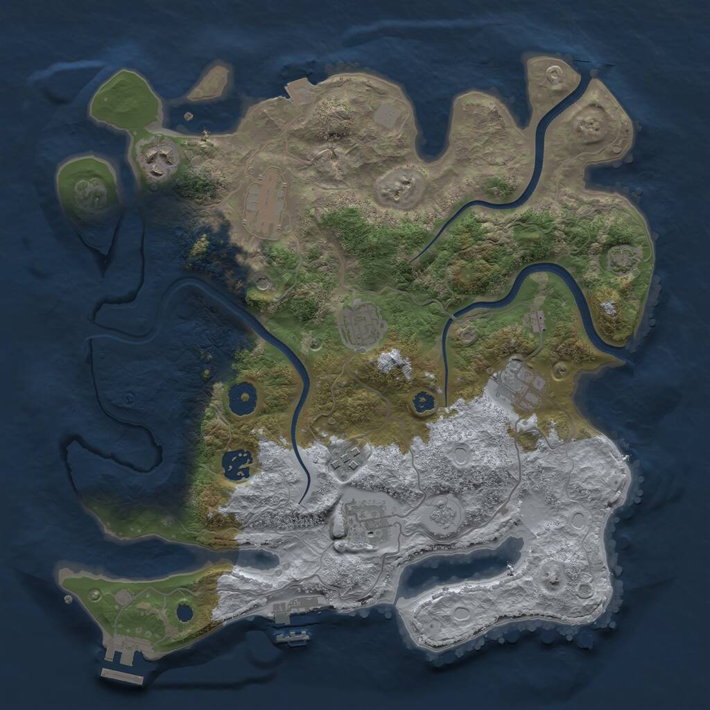 Rust Map: Procedural Map, Size: 3400, Seed: 12483014, 13 Monuments