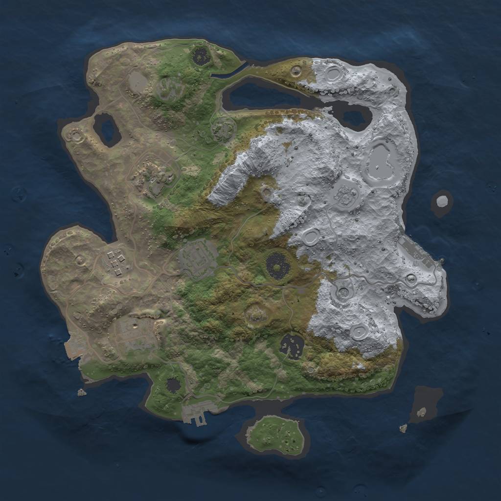 Rust Map: Procedural Map, Size: 3000, Seed: 2114109946, 13 Monuments