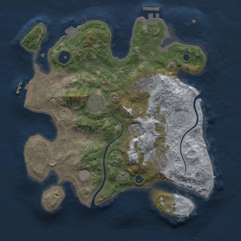 Rust Map: Procedural Map, Size: 3000, Seed: 2921745, 10 Monuments