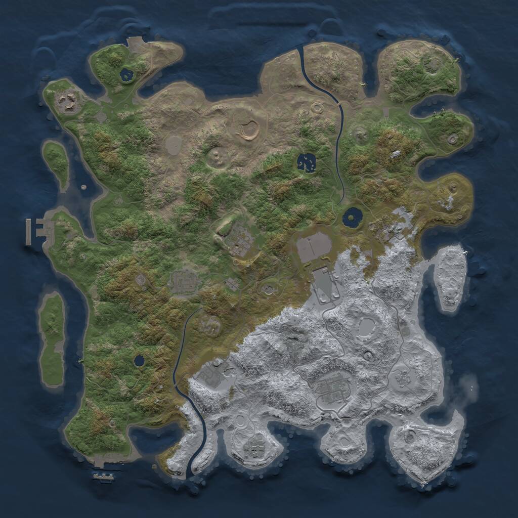 Rust Map: Procedural Map, Size: 3900, Seed: 46353305, 16 Monuments