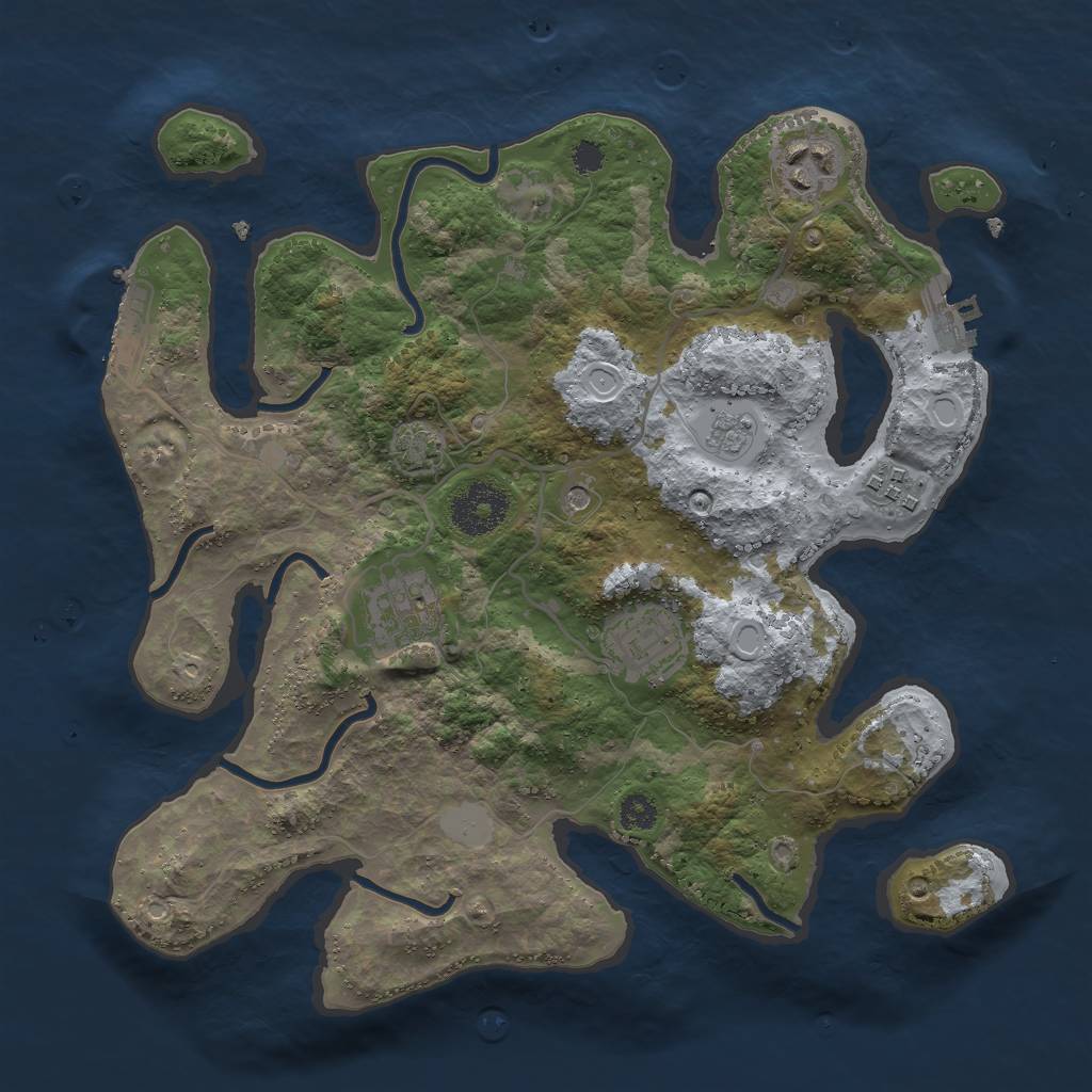 Rust Map: Procedural Map, Size: 3000, Seed: 31325371, 12 Monuments