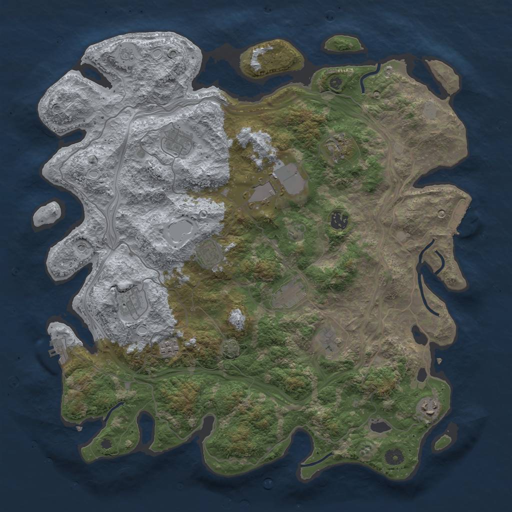 Rust Map: Procedural Map, Size: 4300, Seed: 612351, 18 Monuments