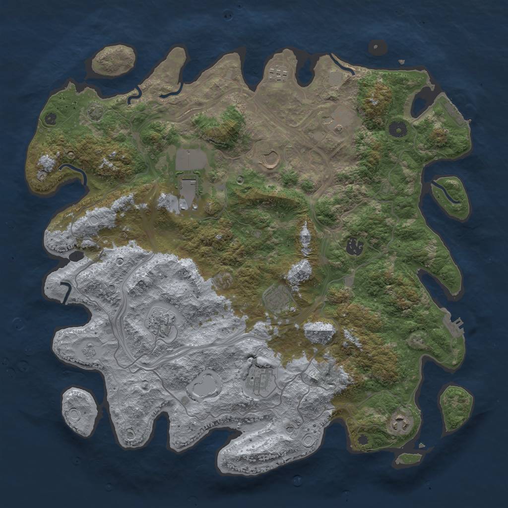 Rust Map: Procedural Map, Size: 4300, Seed: 32044536, 17 Monuments