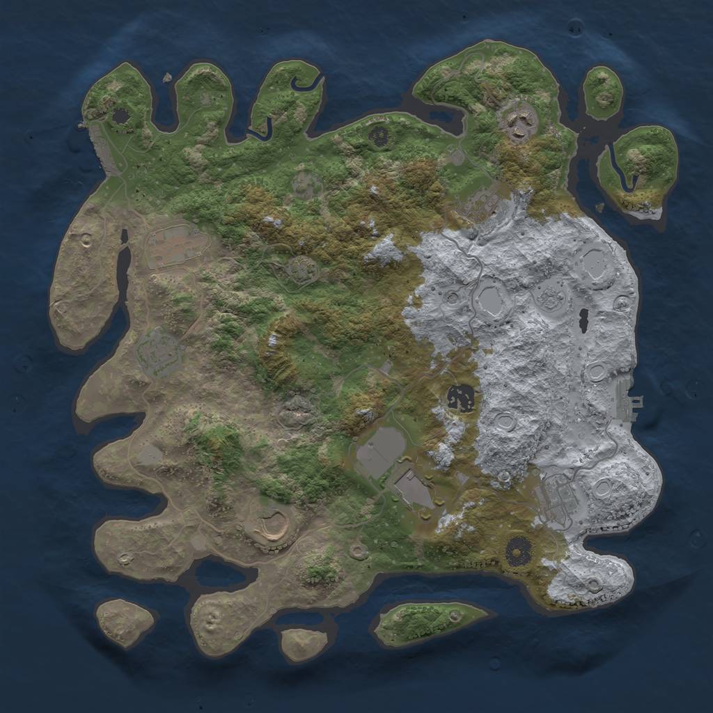 Rust Map: Procedural Map, Size: 3700, Seed: 7787322, 16 Monuments