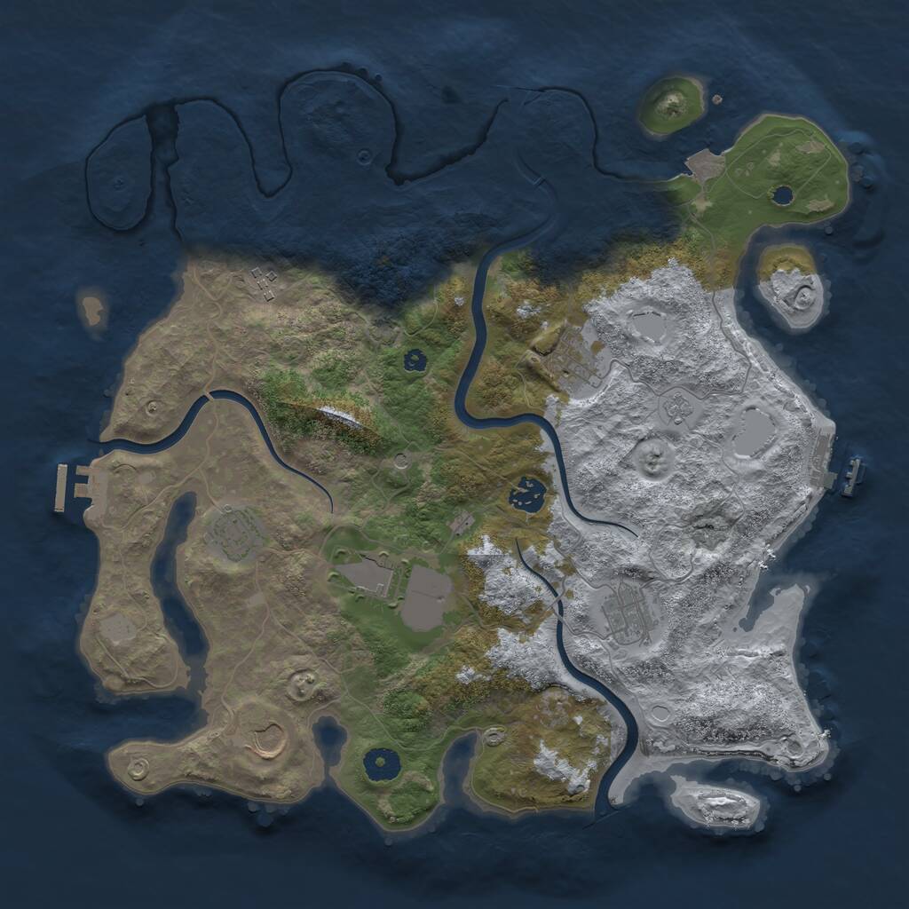 Rust Map: Procedural Map, Size: 3850, Seed: 76665606, 13 Monuments