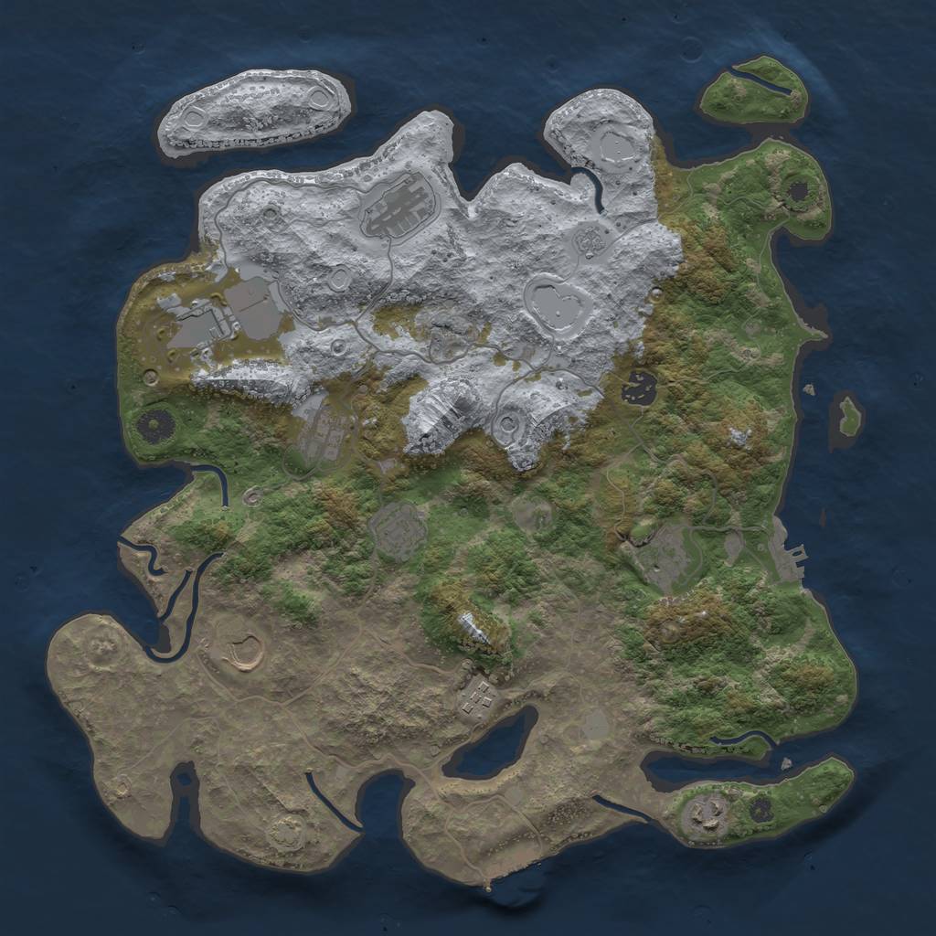 Rust Map: Procedural Map, Size: 3950, Seed: 17403139, 17 Monuments