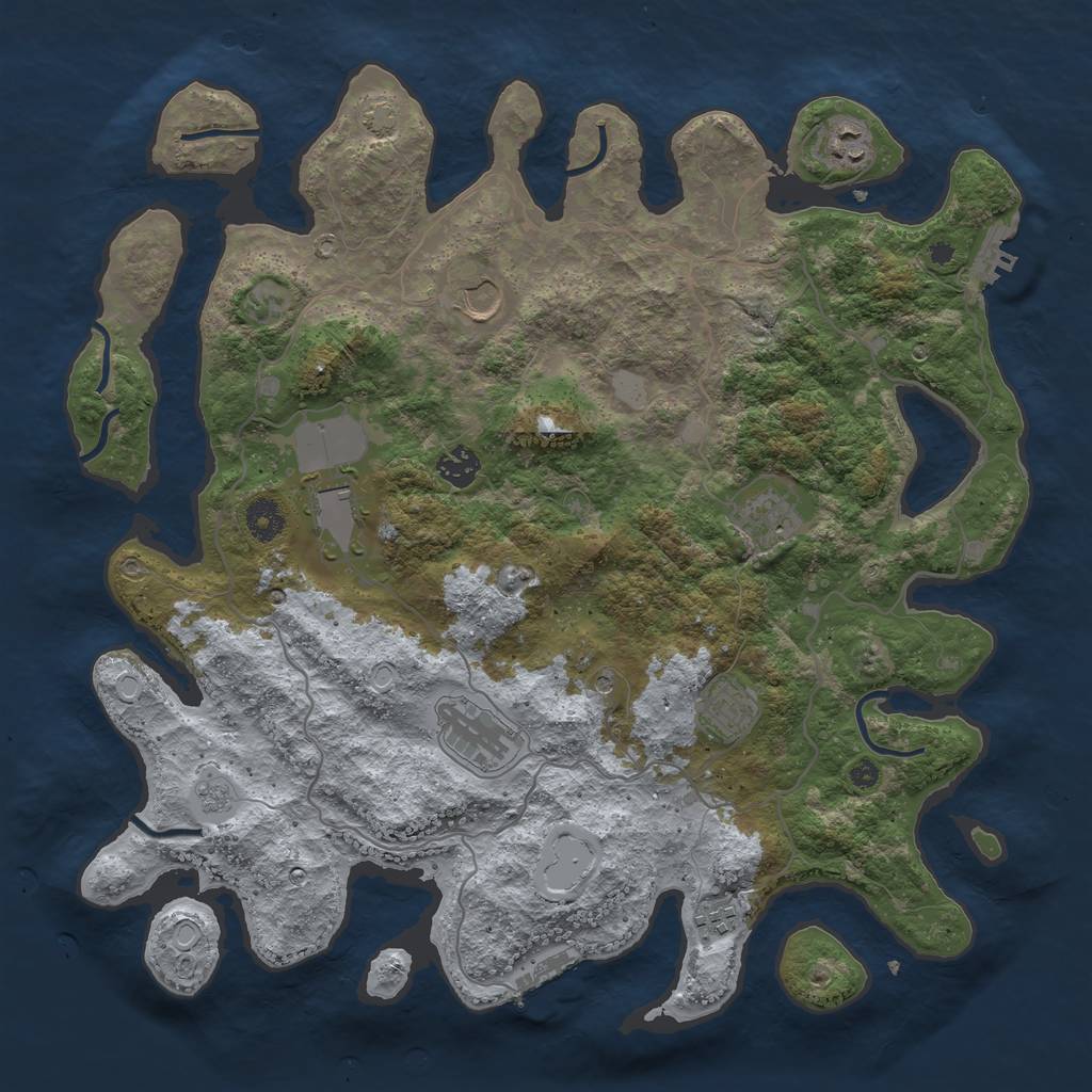 Rust Map: Procedural Map, Size: 4000, Seed: 60785779, 16 Monuments