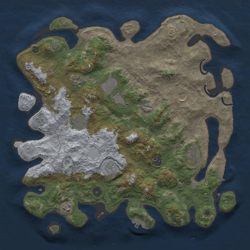 Rust Map: Procedural Map, Size: 4000, Seed: 570257, 17 Monuments