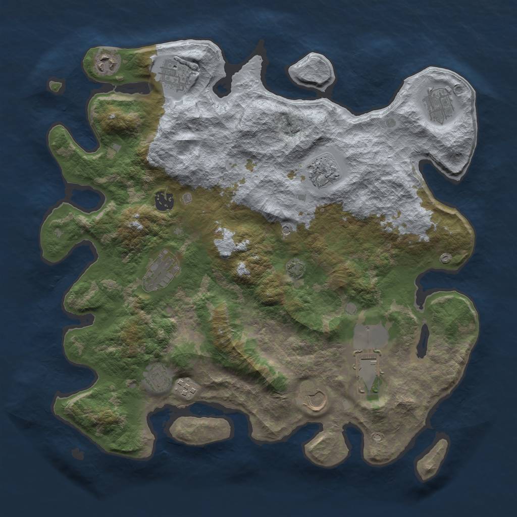 Rust Map: Barren, Size: 3900, Seed: 38755974, 14 Monuments