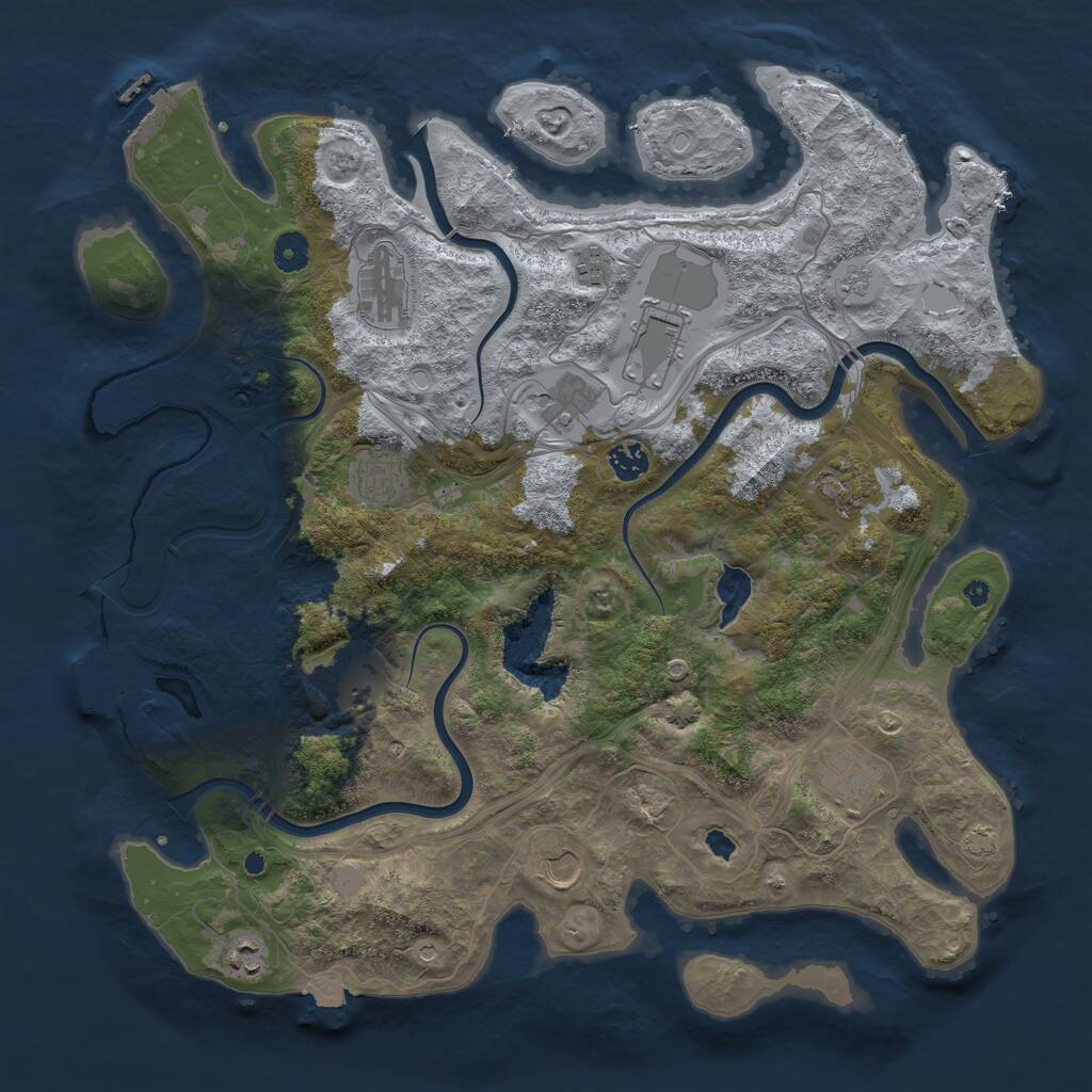 Rust Map: Procedural Map, Size: 4300, Seed: 80315085, 17 Monuments