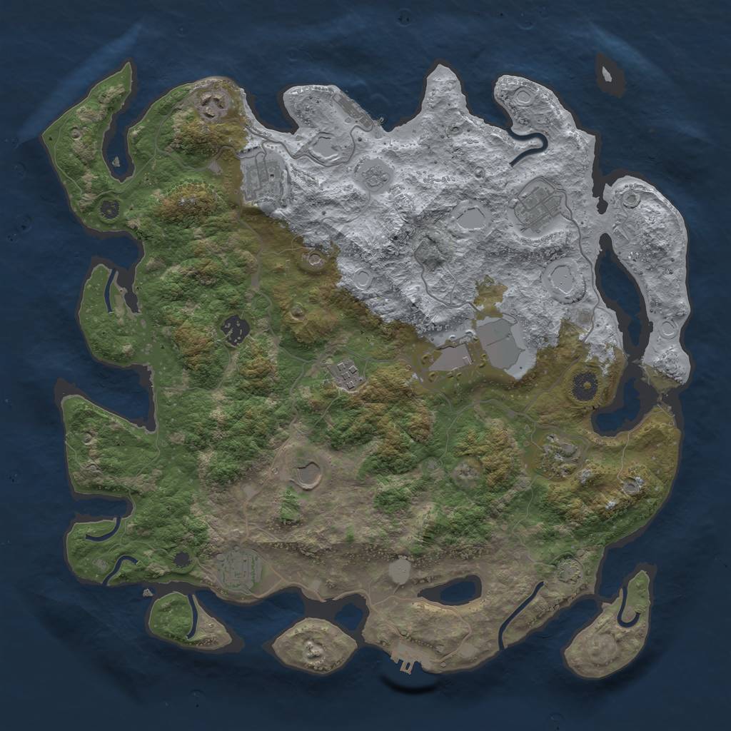 Rust Map: Procedural Map, Size: 3950, Seed: 70787868, 17 Monuments