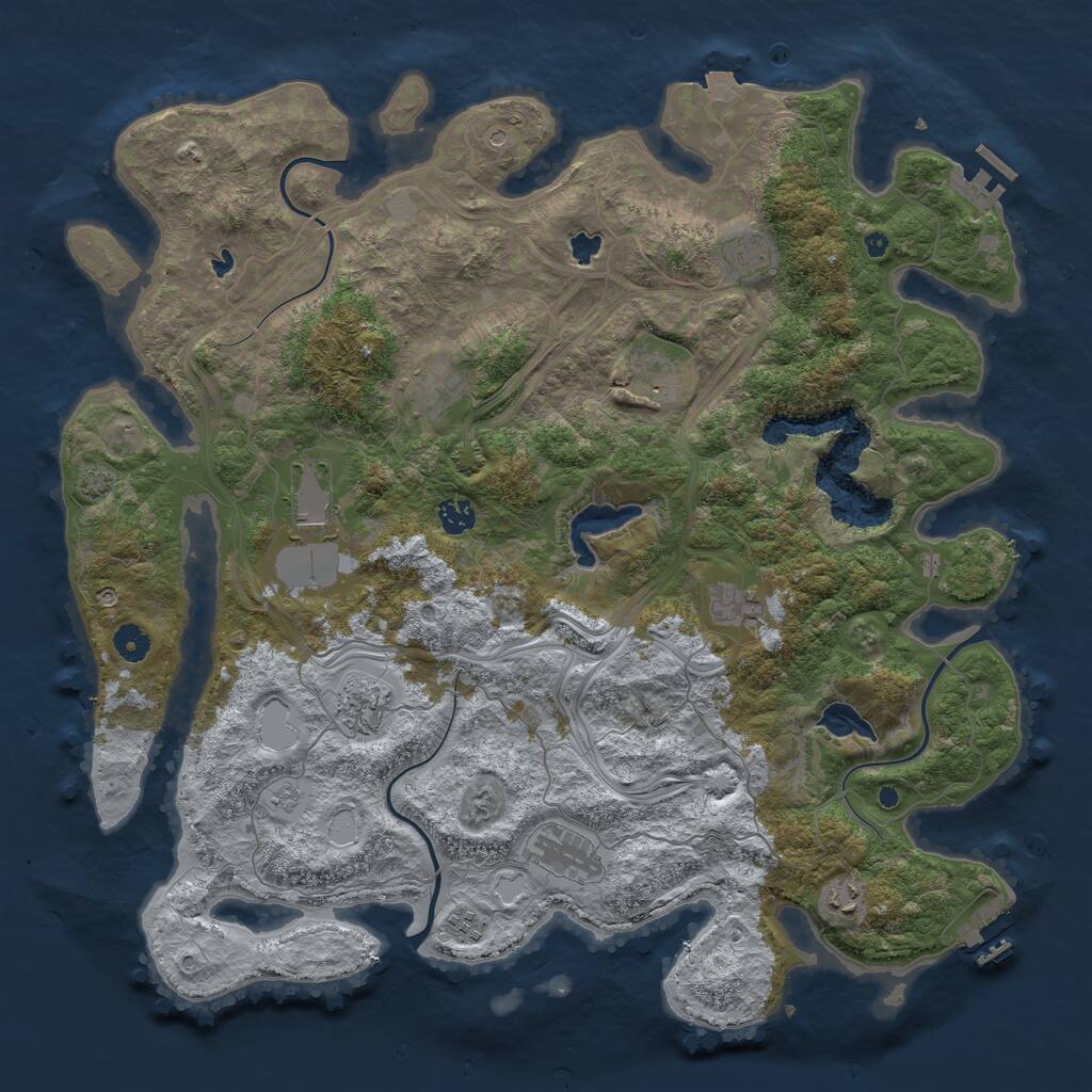 Rust Map: Procedural Map, Size: 4500, Seed: 26063, 16 Monuments