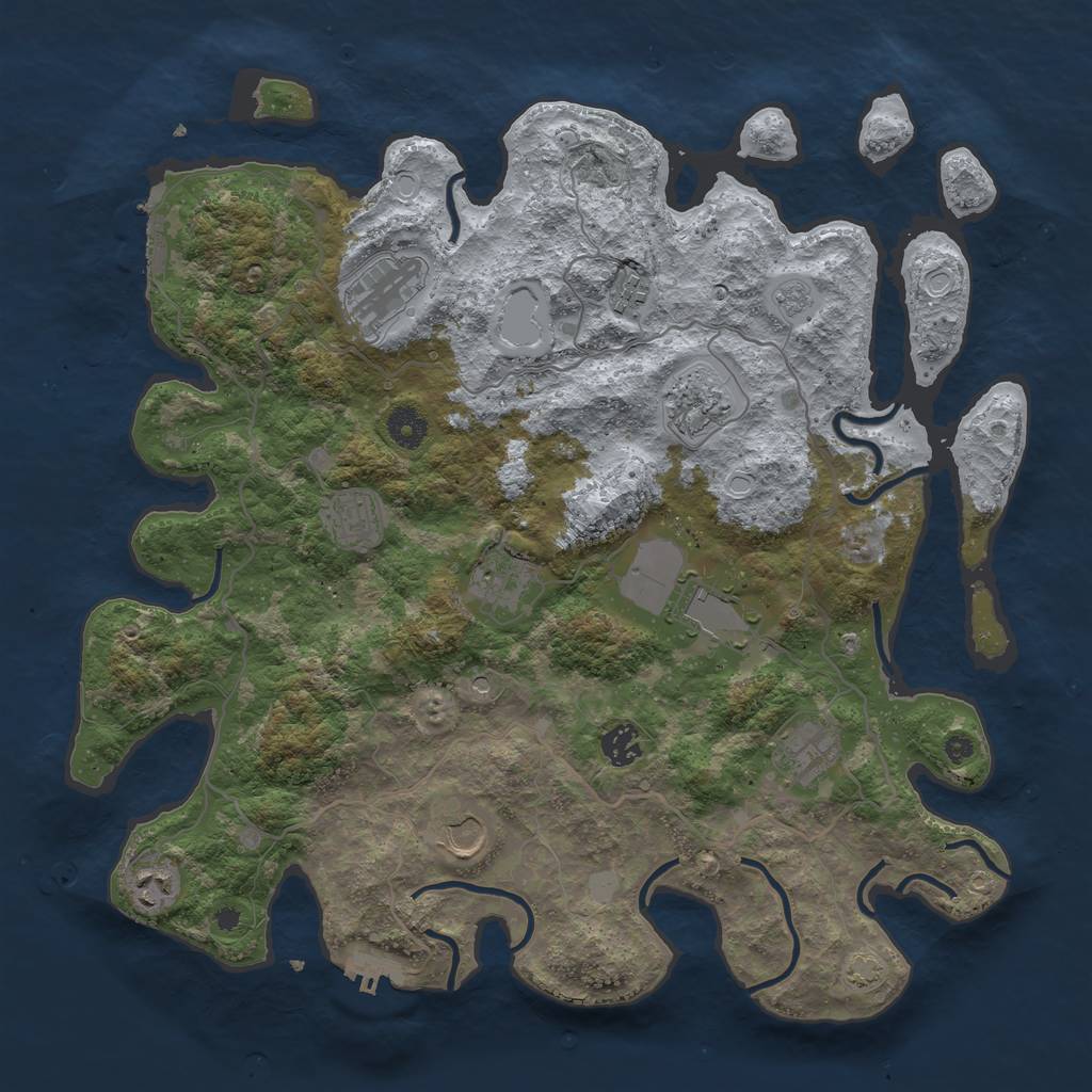 Rust Map: Procedural Map, Size: 4000, Seed: 1012503211, 18 Monuments