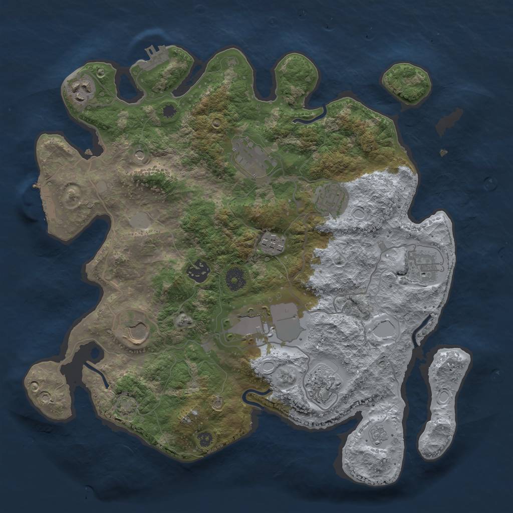 Rust Map: Procedural Map, Size: 3500, Seed: 183579995, 17 Monuments