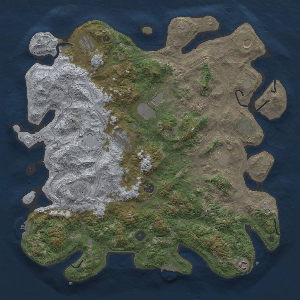 Rust Map: Procedural Map, Size: 4500, Seed: 1590707575, 19 Monuments