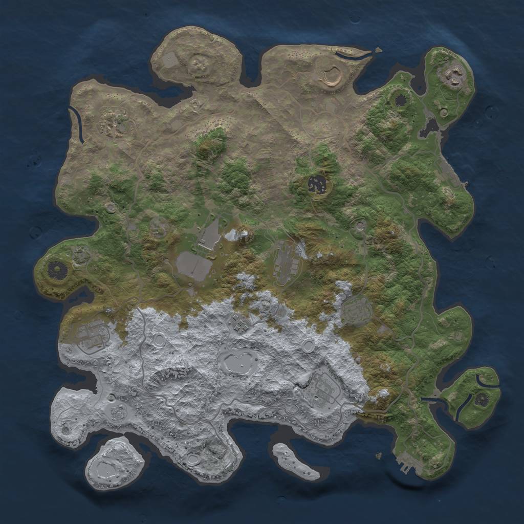 Rust Map: Procedural Map, Size: 4000, Seed: 1148039124, 18 Monuments