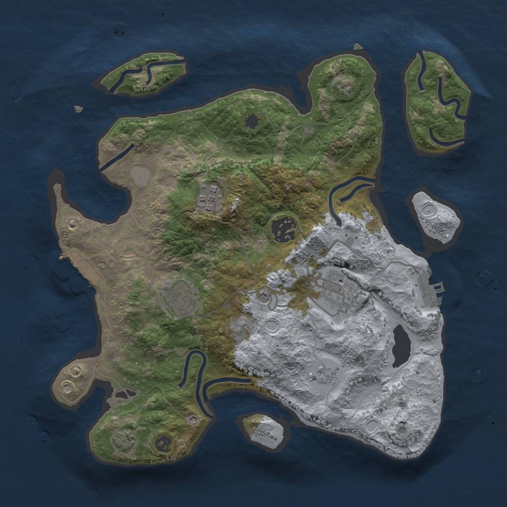 Rust Map: Procedural Map, Size: 3000, Seed: 1433610823, 12 Monuments